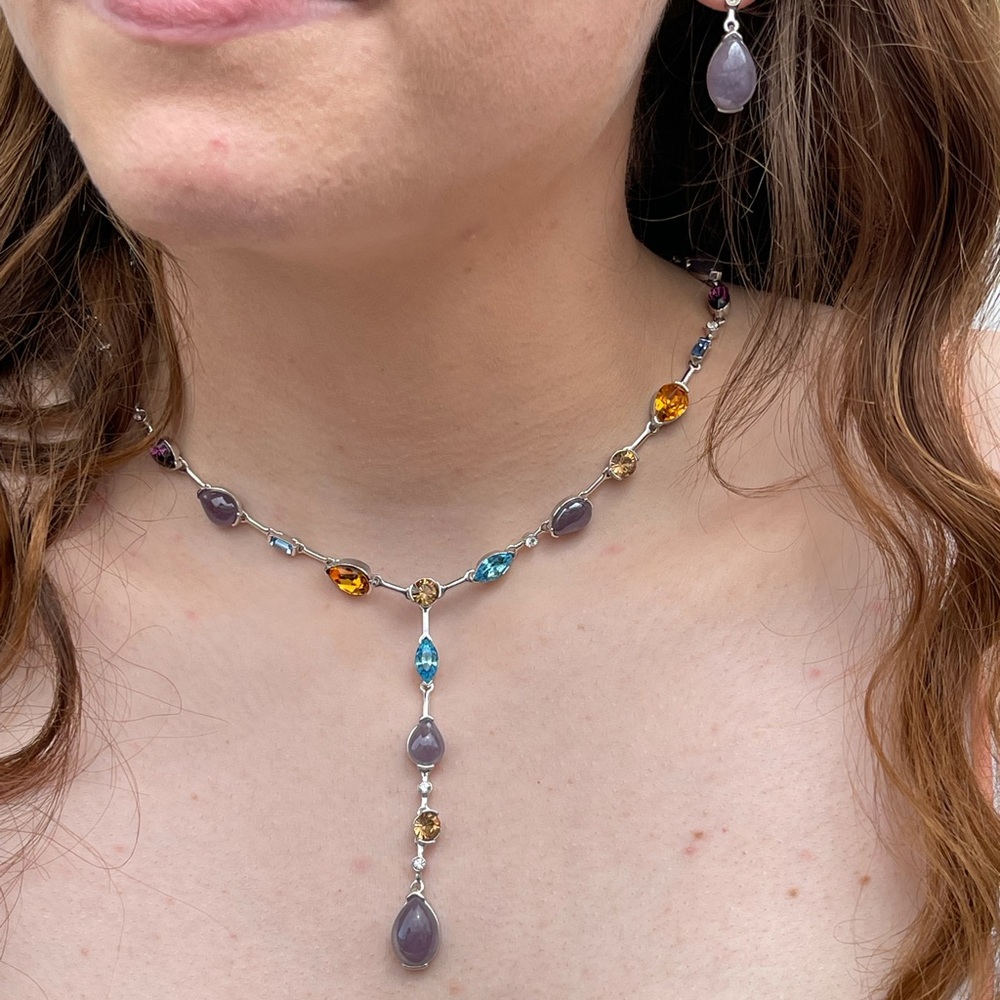 Multi Color Crystal Fashion Necklace & Earrings Set
